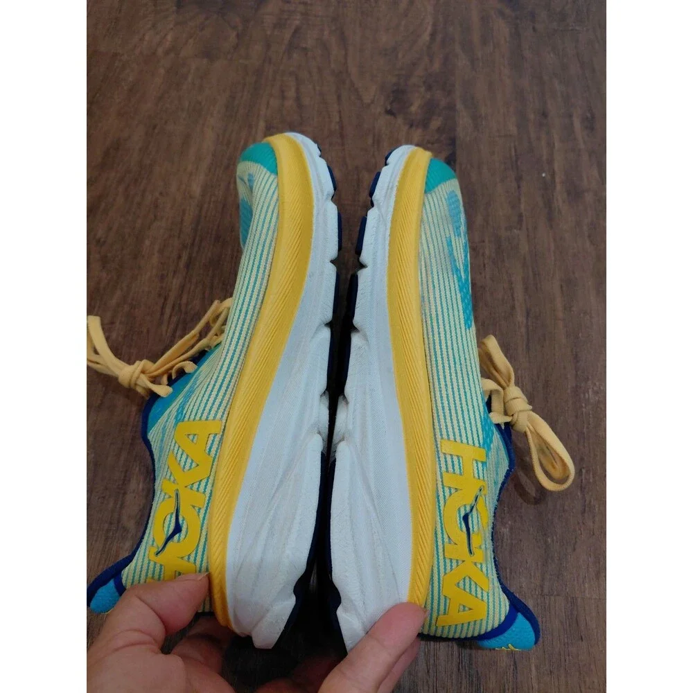 Hoka One One Clifton 9 Youth Size 6MD Green Yellow Blue